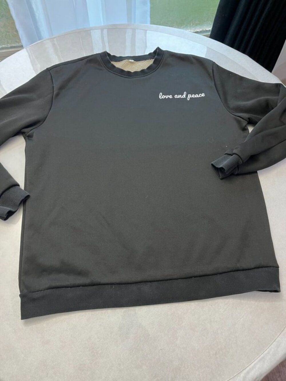 Black Love and Peace Sweatshirt Fleece Lined Crewneck Pullover - Picture 9 of 12